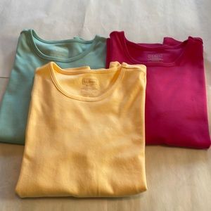 LL Bean t-shirts. Size medium petite pale yellow mint green and pink